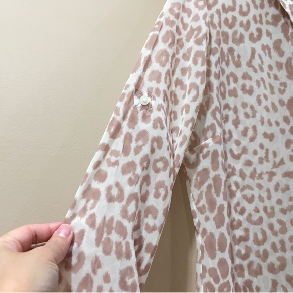Express the portofino shirt Top Animal Printed Leopard White Pink size s New - Picture 5 of 5